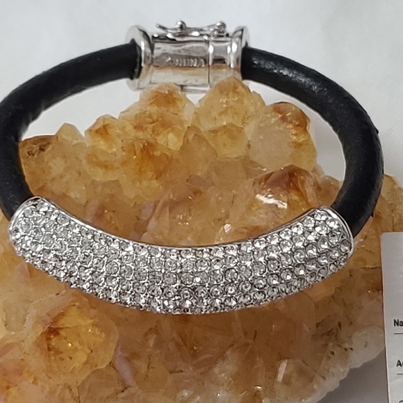 Vintage Joan Boyce Leather Pavé Crystal Bracelets - Picture 5 of 8